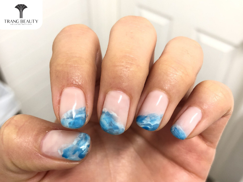 Bộ nail đi biển hoạ tiết sóng biển