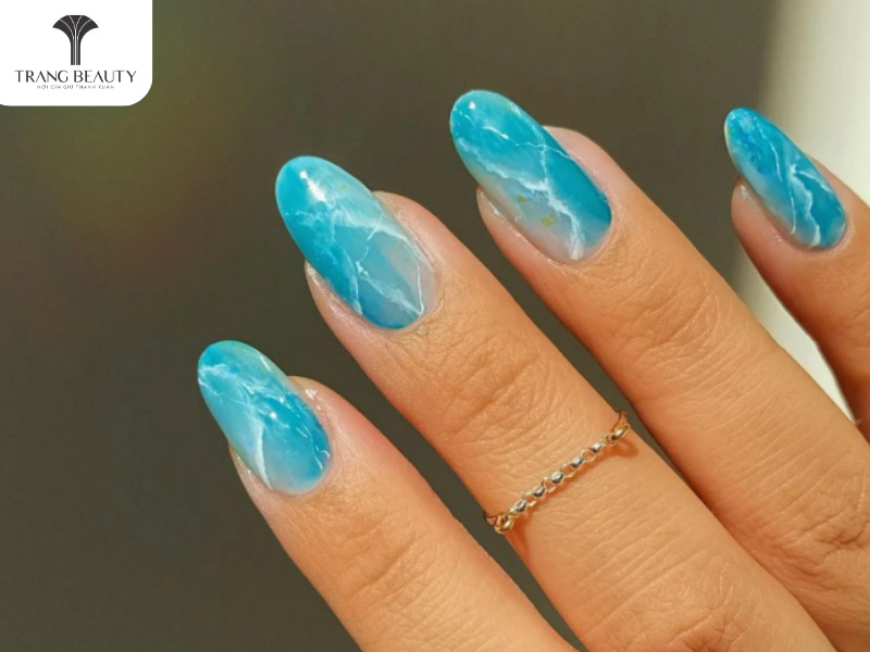 Bộ nail đi biển hoạ tiết sóng biển