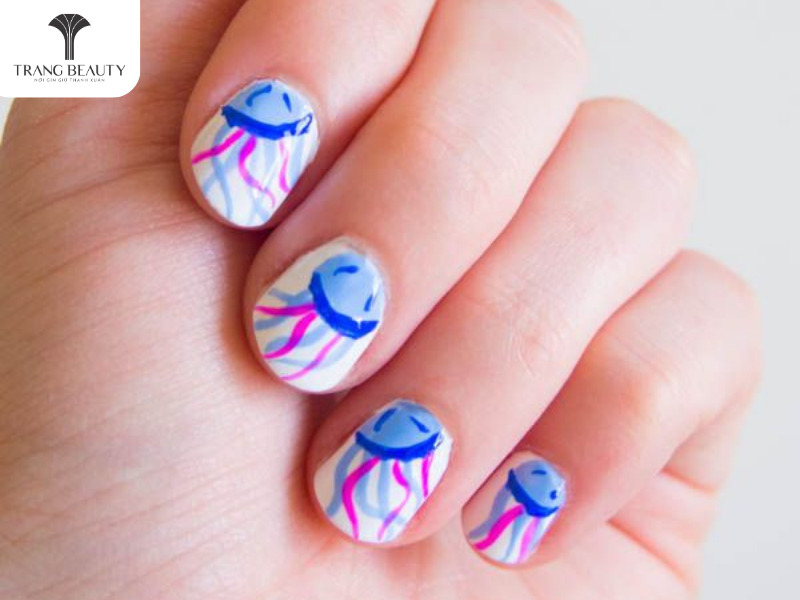 Mẫu nail hoạ tiết sinh vật biển