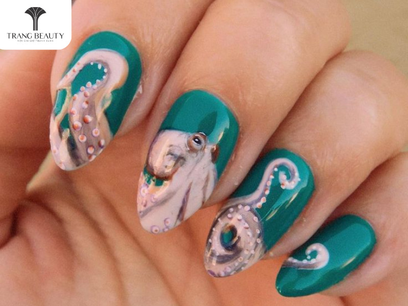 Mẫu nail hoạ tiết sinh vật biển