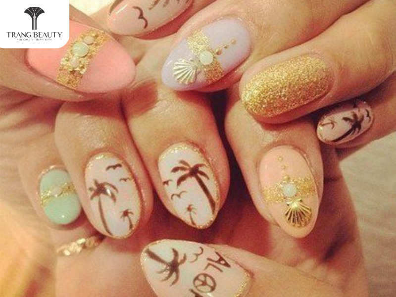 Mẫu nail viết chữ đi biển