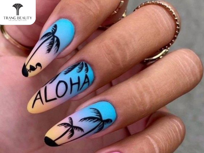 Mẫu nail viết chữ đi biển