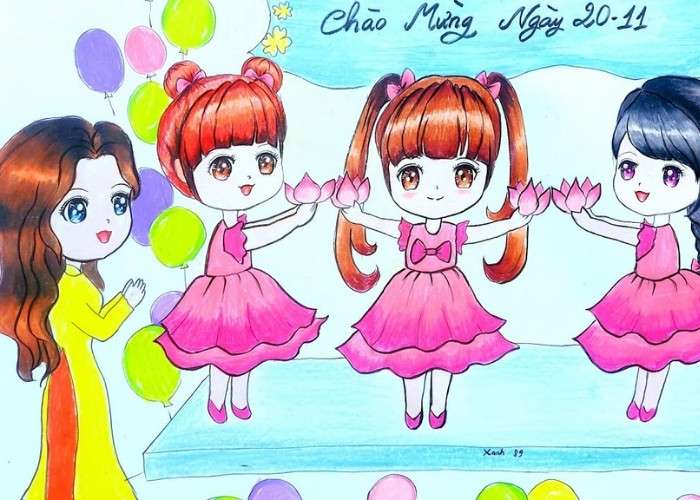 Vẽ tranh 20-11 chibi