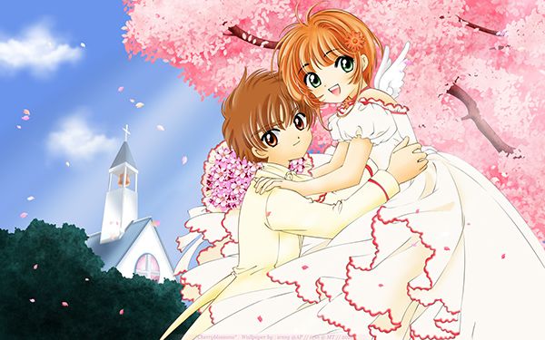 ảnh Sakura Và Syaoran Mặc đồ Màu Trắng Dưới Tán Hoa Anh đào