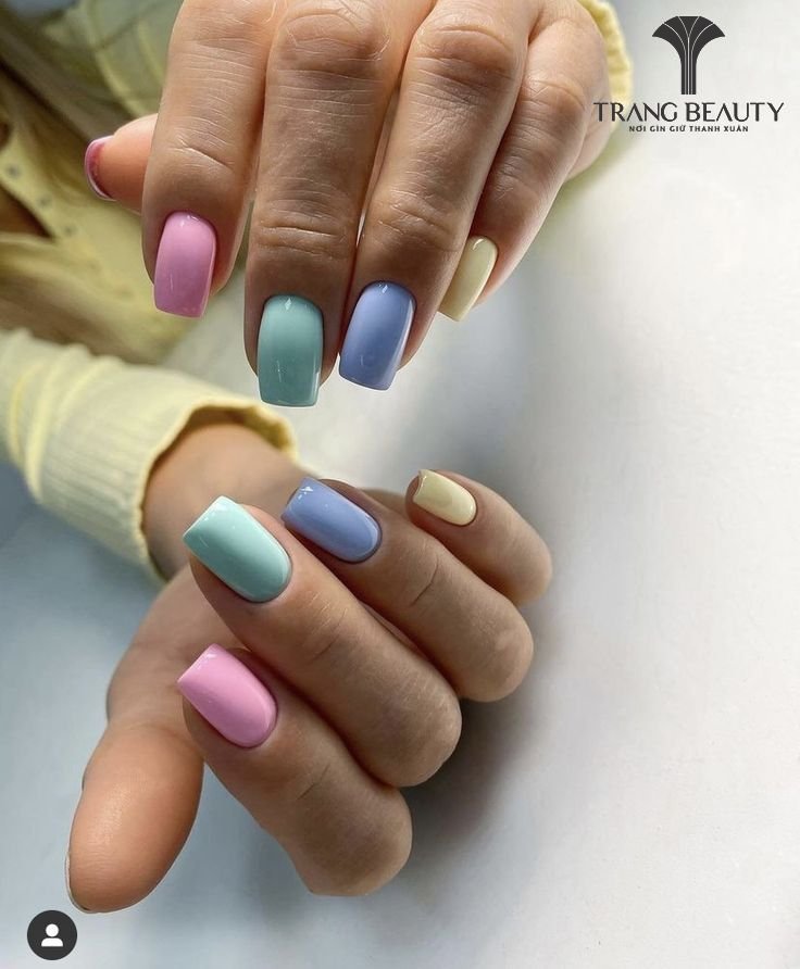 Mẫu nail ngắn trơn cực dễ thương